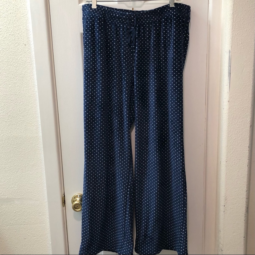 Daniel Buchler Blue Dotted Polyester Blend Velour Lounge/Pajama Pants Sz XL